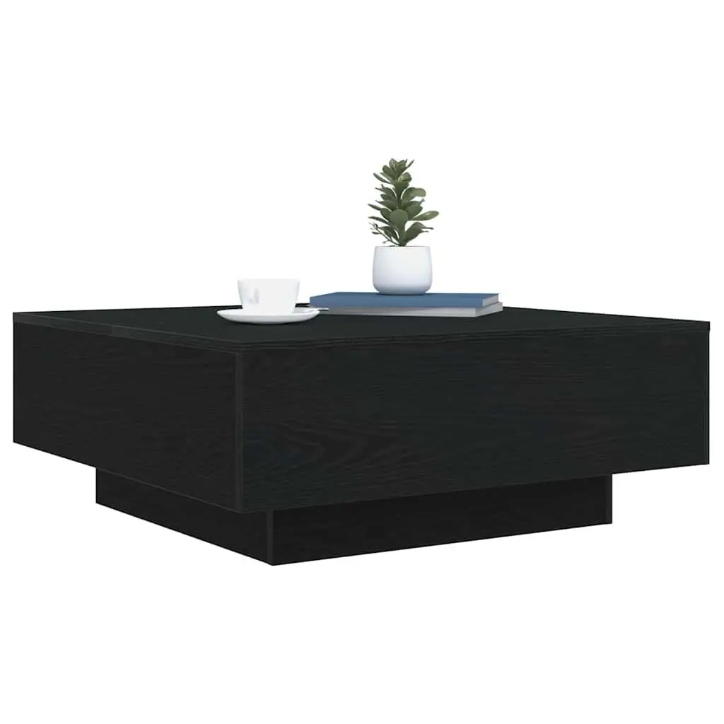 Coffee Table Engineered Wood 80x80x31cm Black Oak with LED Lights Modern Living Room Accent