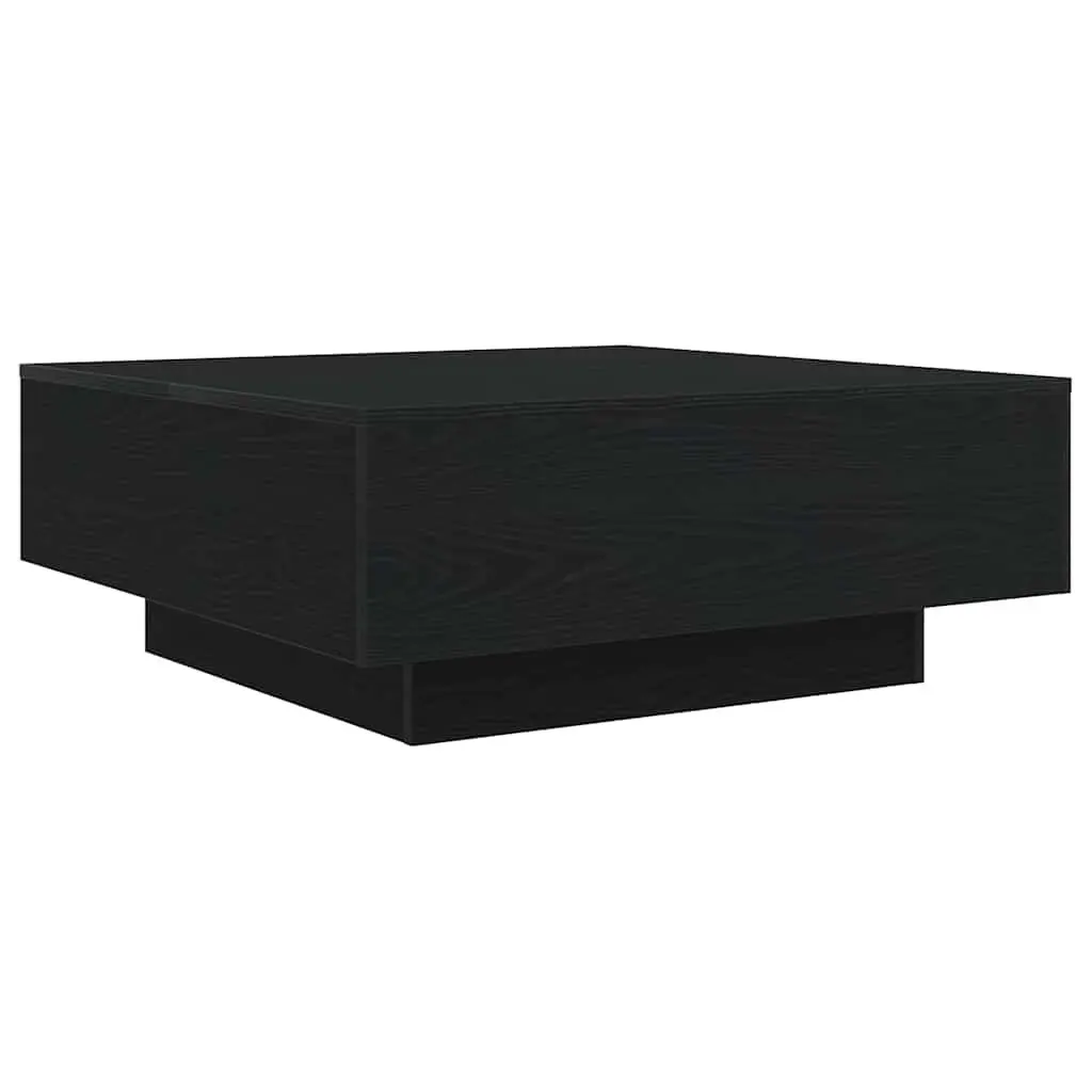 Coffee Table Engineered Wood 80x80x31cm Black Oak with LED Lights Modern Living Room Accent