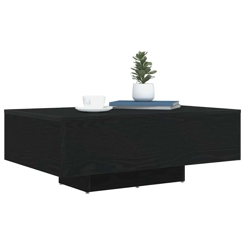 Coffee Table Black Oak 85x55x31cm LED Lights Modern Engineered Wood Accent