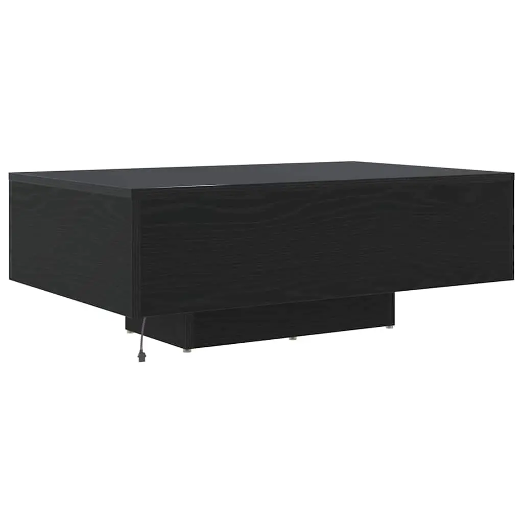 Coffee Table Black Oak 85x55x31cm LED Lights Modern Engineered Wood Accent
