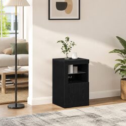 Practical LED Sideboard for Home Storage in Black Oak