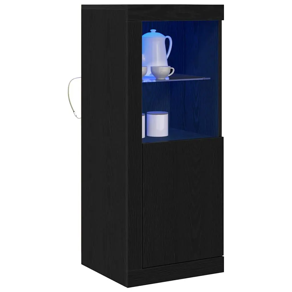 LED Sideboard Black Storage Cabinet Modern Dining Room Buffet Engineered Wood