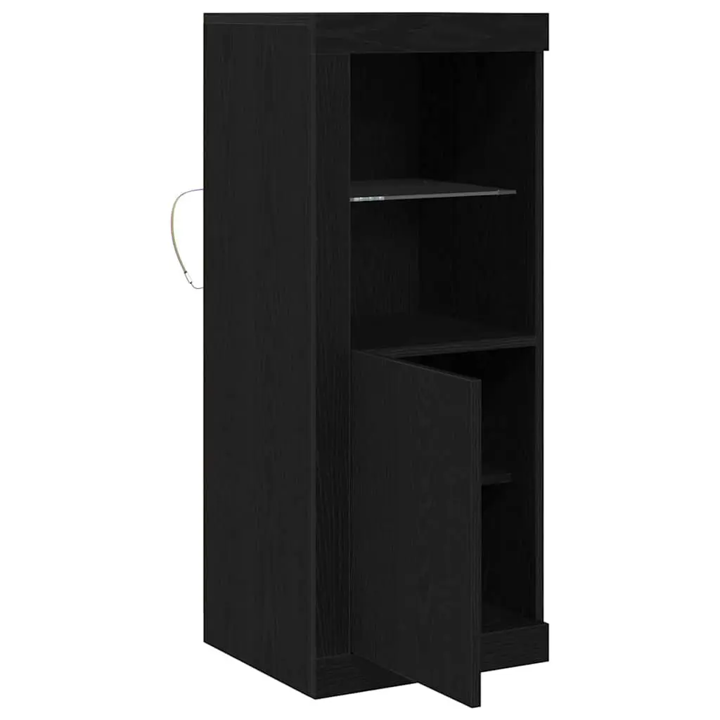LED Sideboard Black Storage Cabinet Modern Dining Room Buffet Engineered Wood