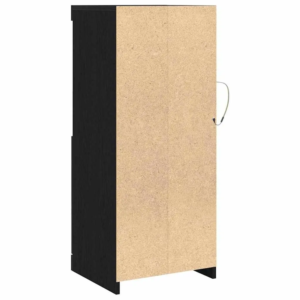 LED Sideboard Black Storage Cabinet Modern Dining Room Buffet Engineered Wood