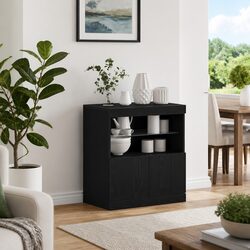 Functional Black LED Sideboard with RGB Lights for Home