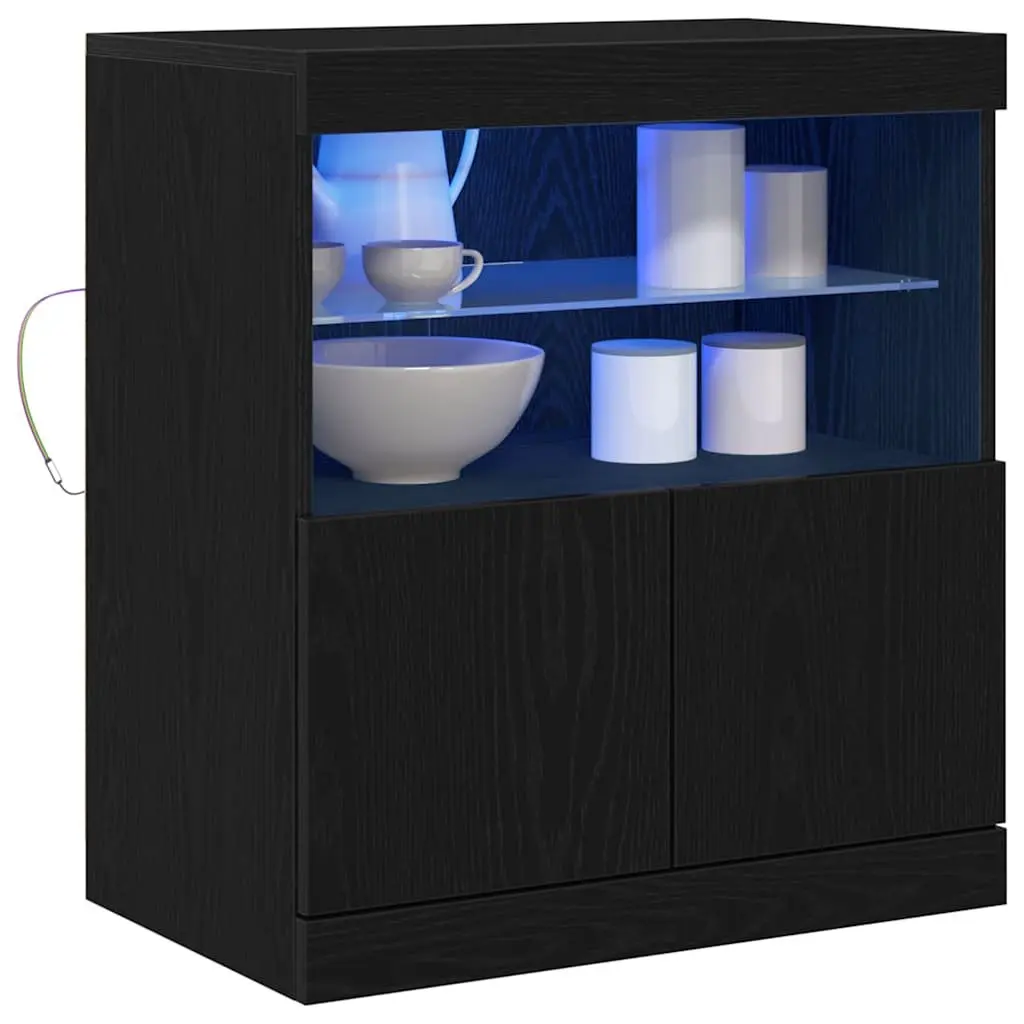 LED Sideboard Engineered Wood 60.5 x 37 x 67 cm Black