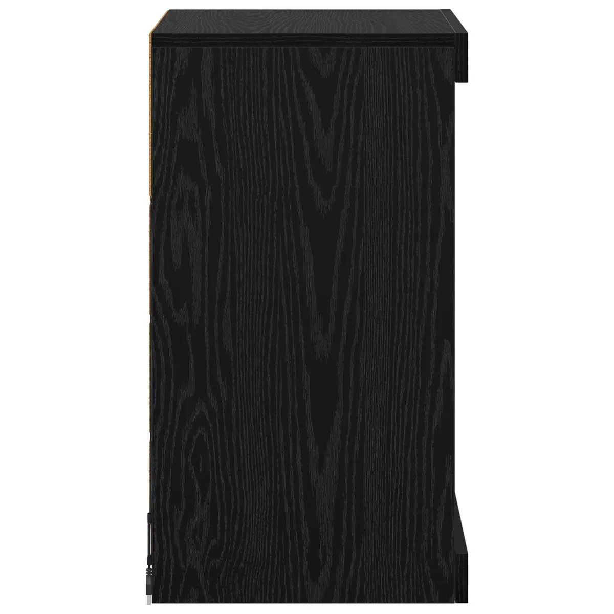 LED Sideboard Engineered Wood Black Oak Modern Storage Cabinet Glass Shelves RGB Lighting