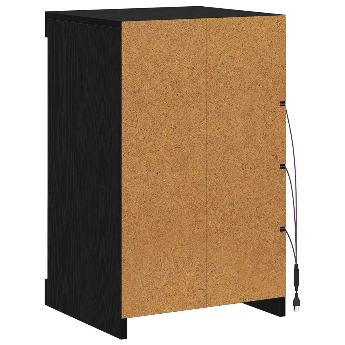 LED Sideboard Engineered Wood Black Oak Modern Storage Cabinet Glass Shelves RGB Lighting