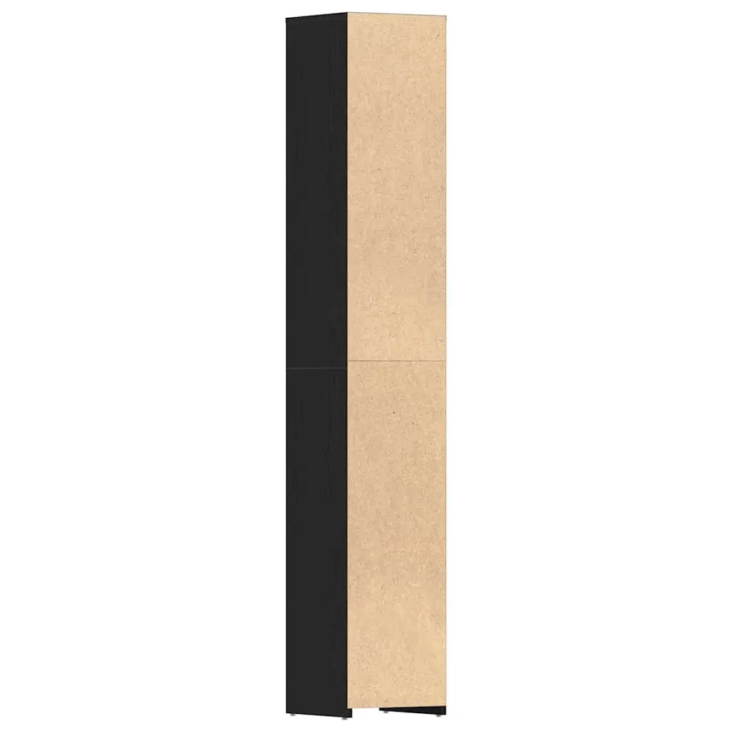 Bathroom Cabinet Engineered Wood Tall Organizer Black Oak