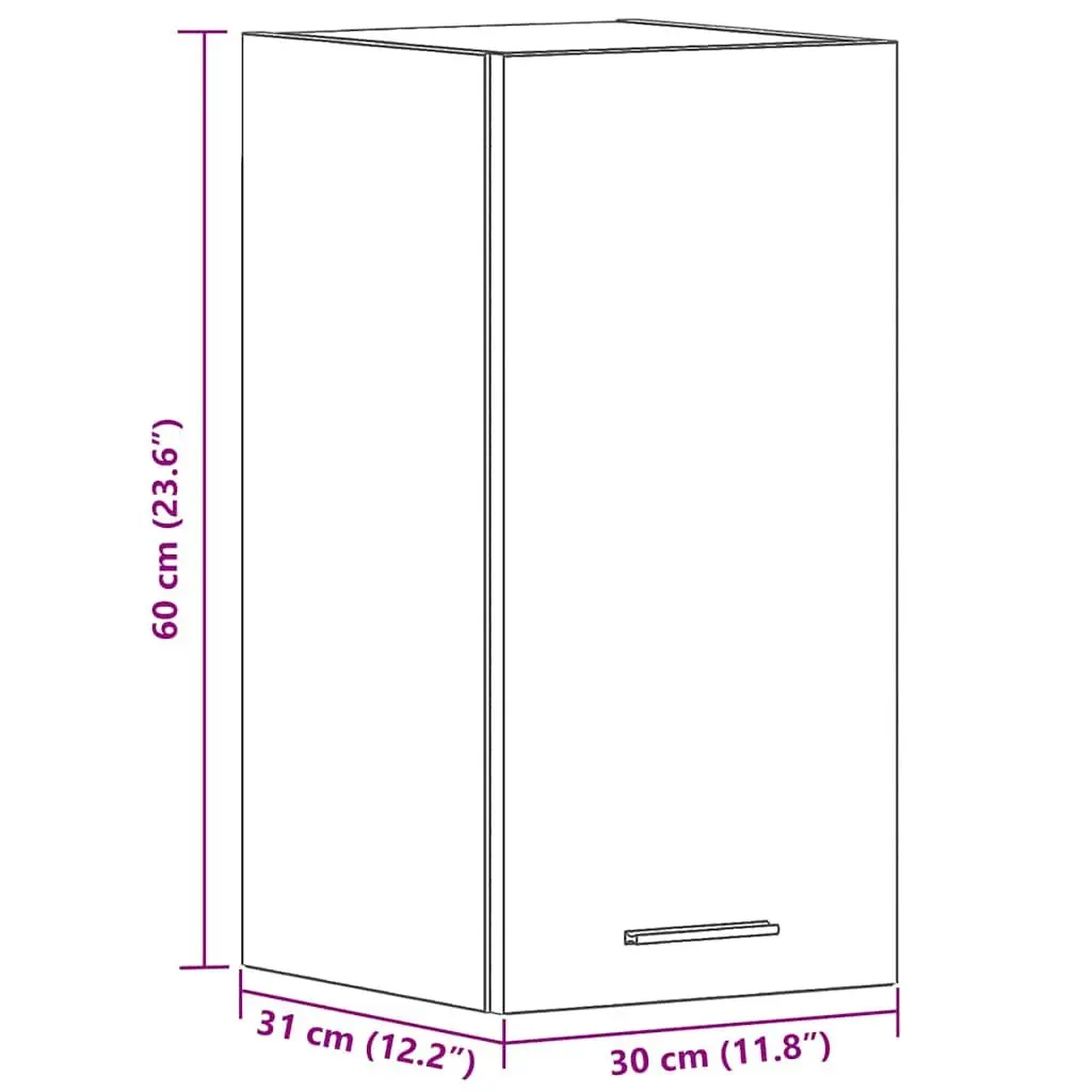 Hanging Cabinet Wall-Mounted Engineered Wood 30W x 31D x 60H cm Black
