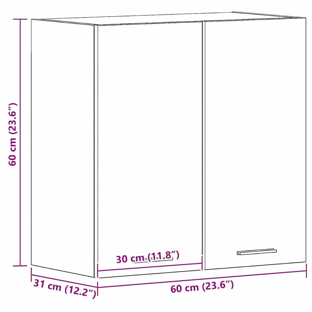 Hanging Kitchen Cabinet Engineered Wood 60x31x60cm Black Oak