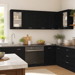 Versatile Hanging Kitchen Cabinet in Black Oak 80x31x60cm