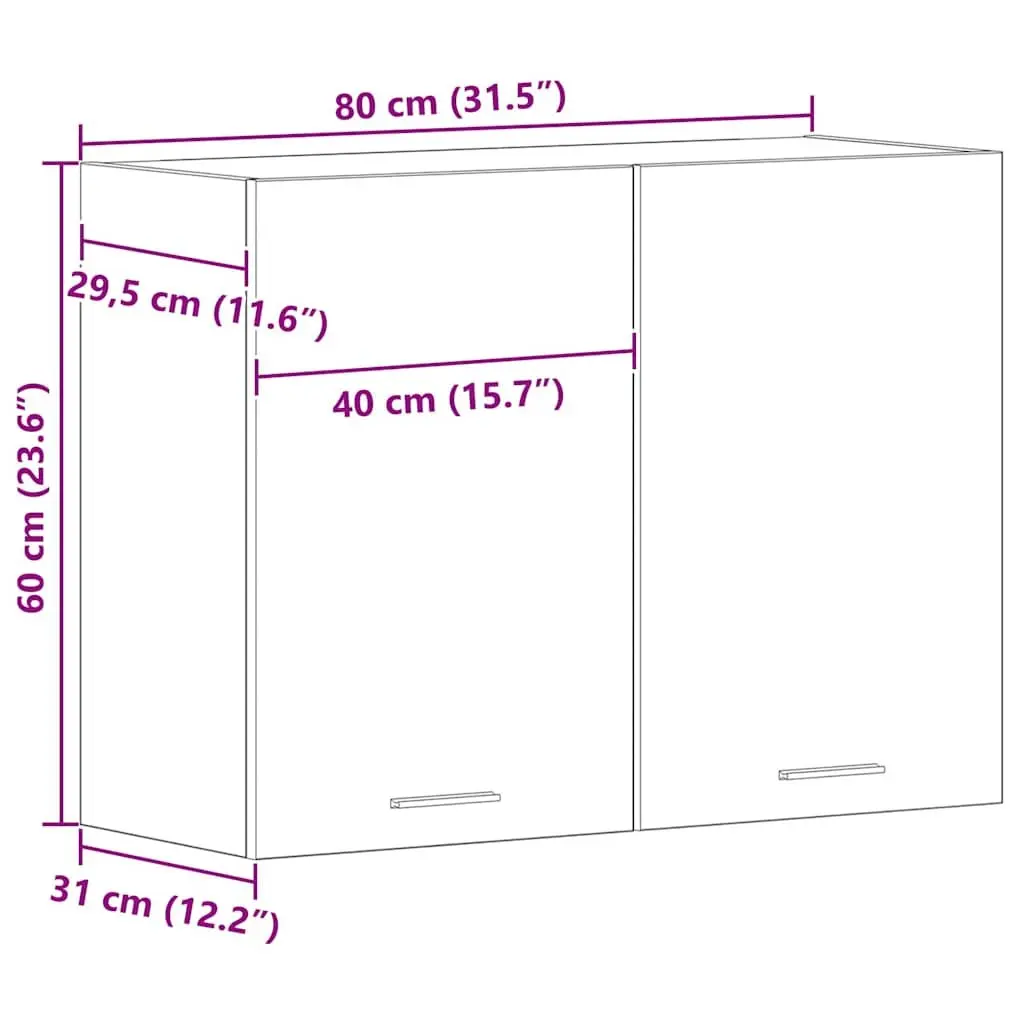 Hanging Kitchen Cabinet Modern Storage Black Oak 80x31x60cm Engineered Wood