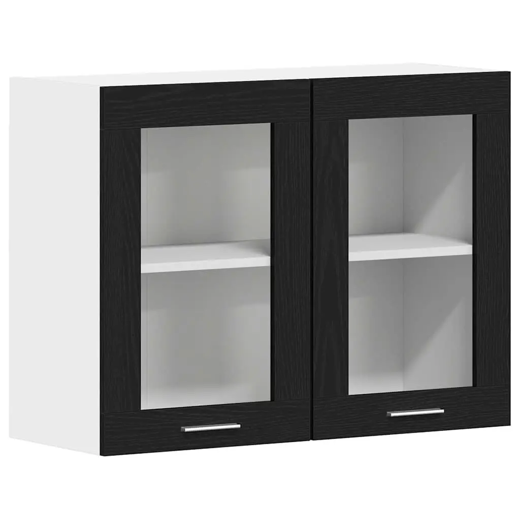 Hanging Kitchen Cabinet Black Oak Modern Storage Engineered Wood 80x31x60cm