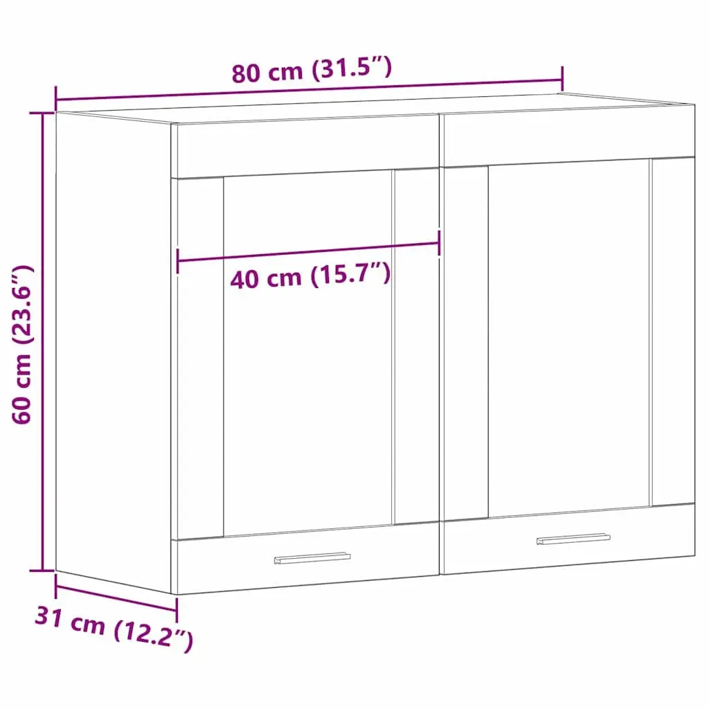 Hanging Kitchen Cabinet Black Oak Modern Storage Engineered Wood 80x31x60cm