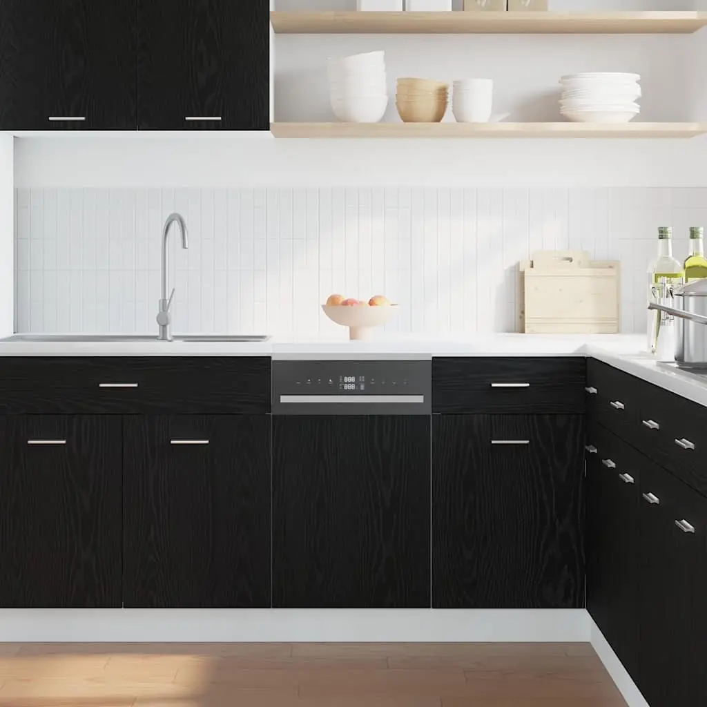 Dishwasher Panel Black Oak 45x1.5x67cm Engineered Wood Kitchen Cabinet Front