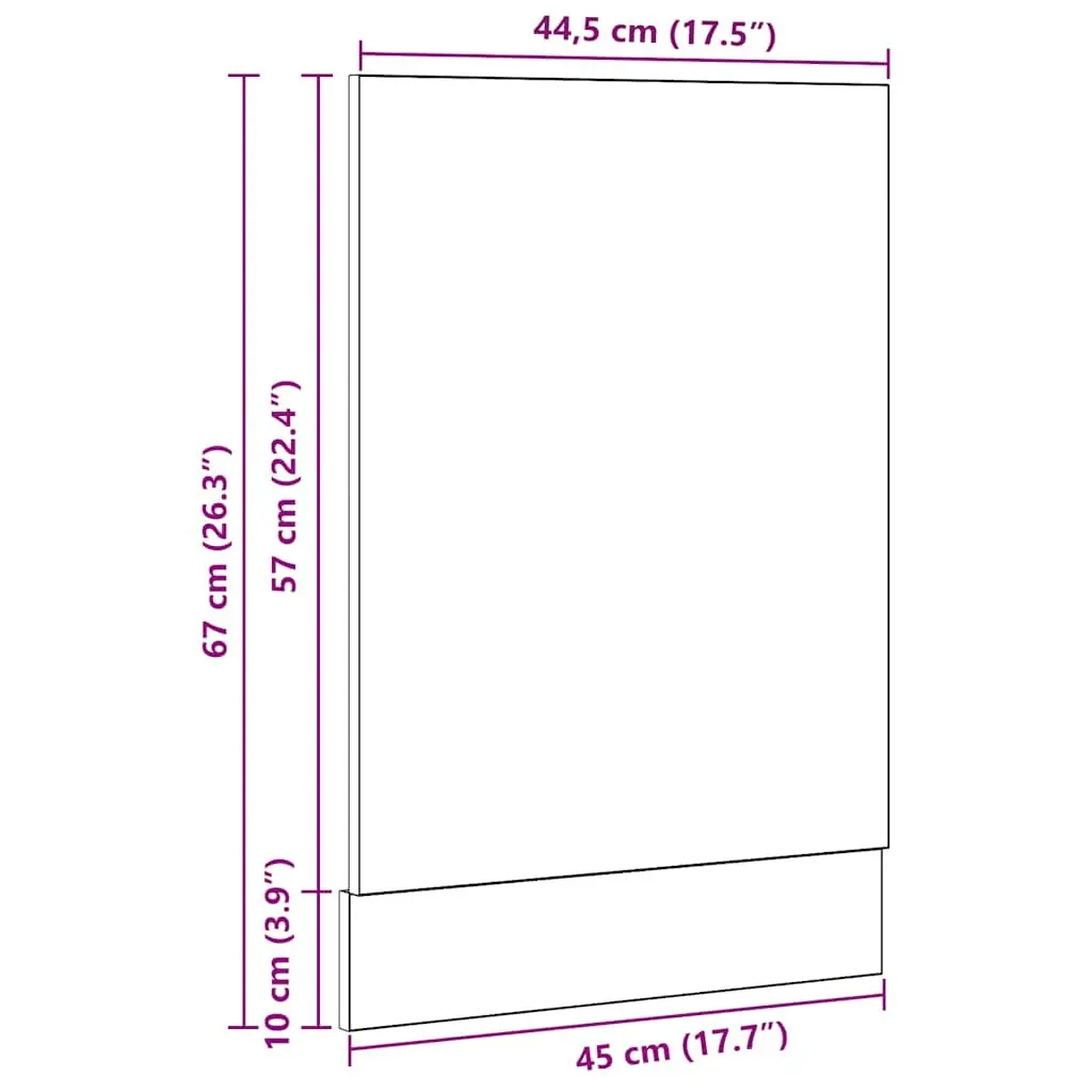 Dishwasher Panel Black Oak 45x1.5x67cm Engineered Wood Kitchen Cabinet Front