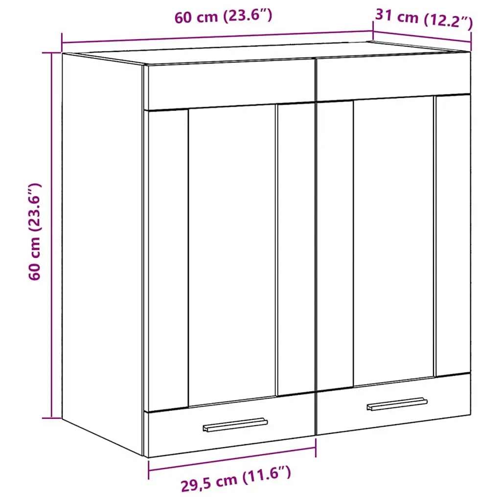 Hanging Kitchen Cabinet Engineered Wood 60x31x60cm Black Oak
