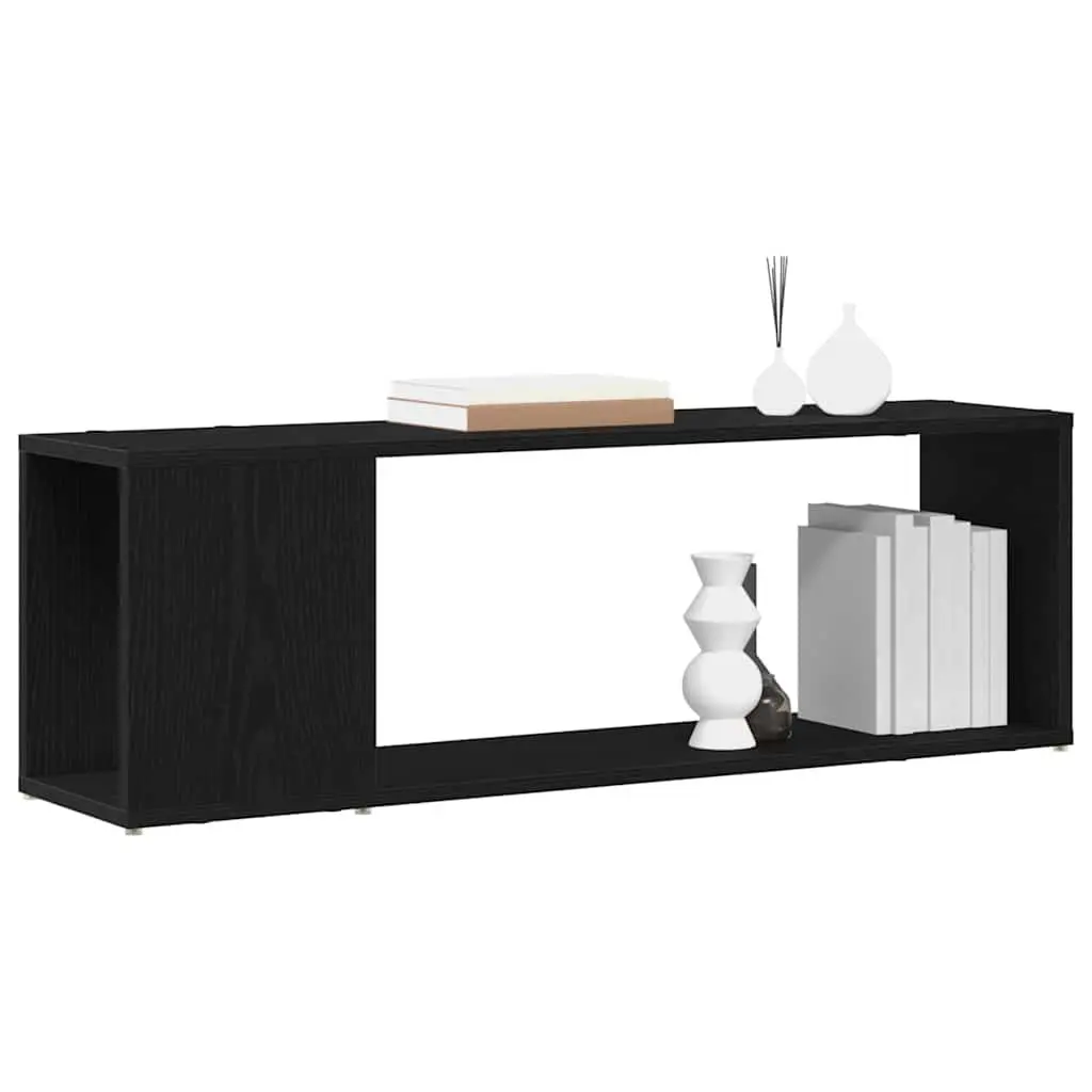 Wall-Mounted TV Cabinet Set Black Storage Shelves Living Room Entertainment Unit