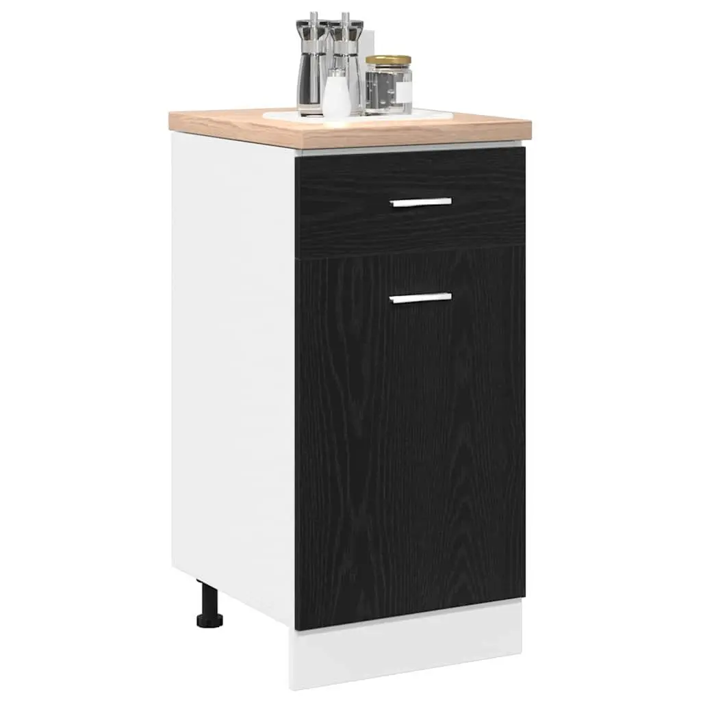 Hanging Kitchen Cabinet Black Oak 40x46x81.5cm Modern Storage Engineered Wood