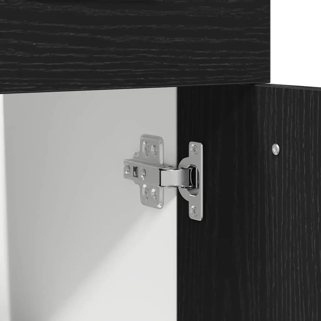 Hanging Kitchen Cabinet Black Oak Modern Storage Cupboard Engineered Wood