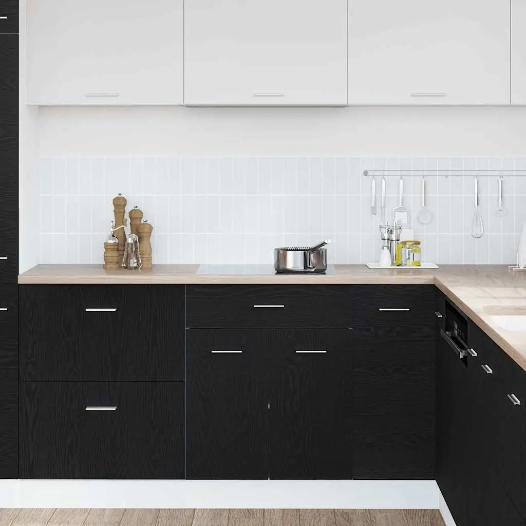 Hanging Kitchen Cabinet Black Oak Modern Storage Engineered Wood 60x46x81.5cm