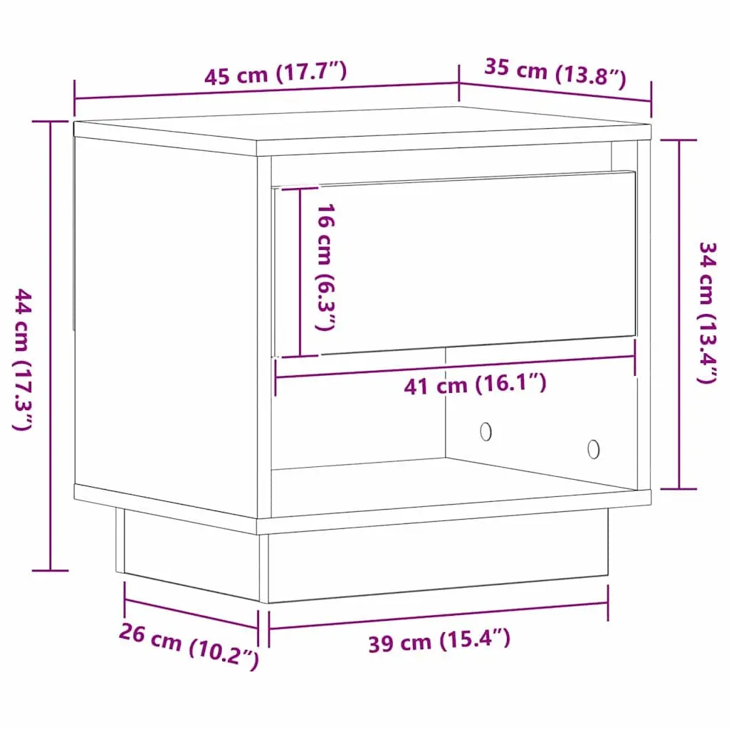 2 Piece Bedside Table Rustic Nightstand Engineered Wood Brown Storage Compact Size