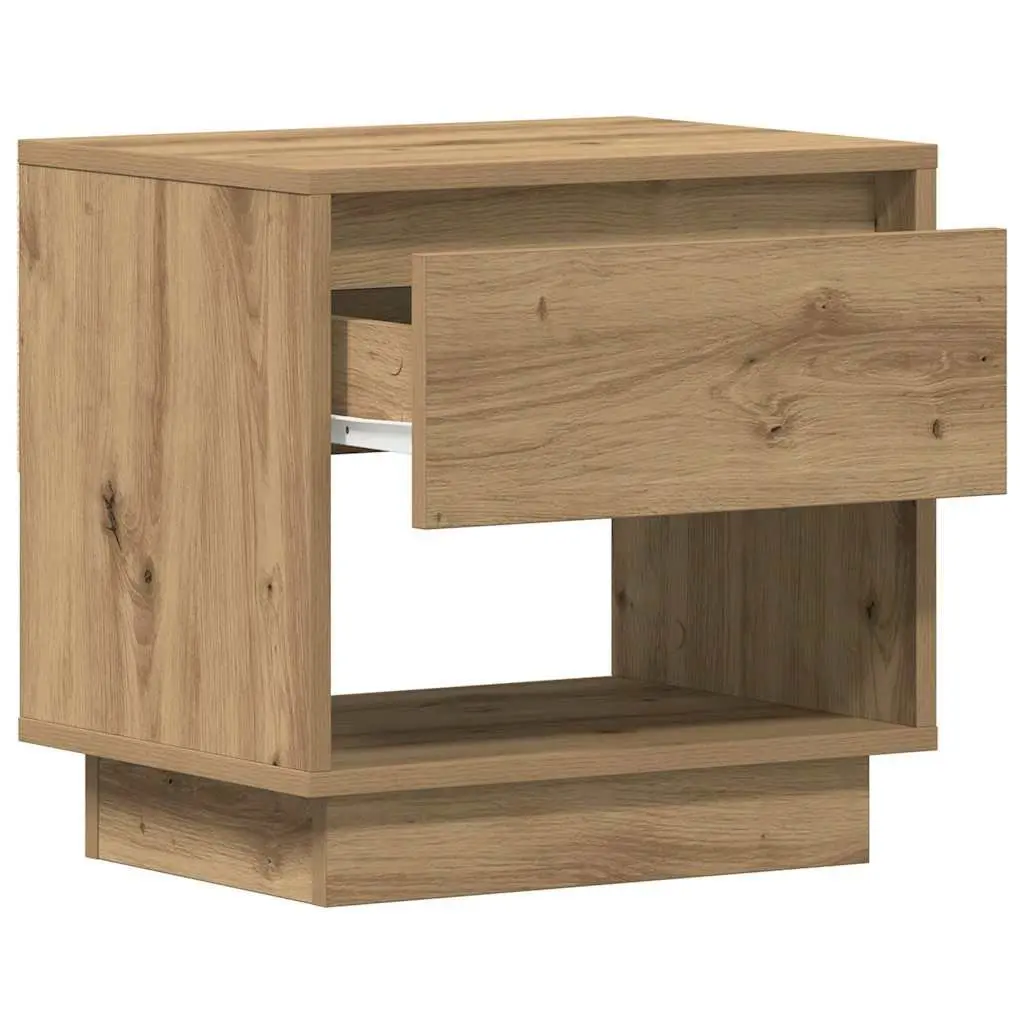 2 Piece Bedside Table Rustic Nightstand Engineered Wood Brown Storage Compact Size