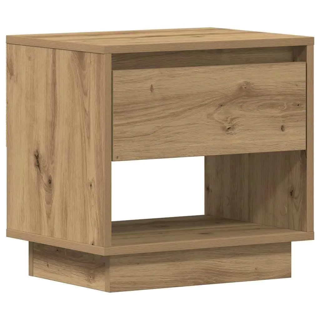 2 Piece Bedside Table Rustic Nightstand Engineered Wood Brown Storage Compact Size
