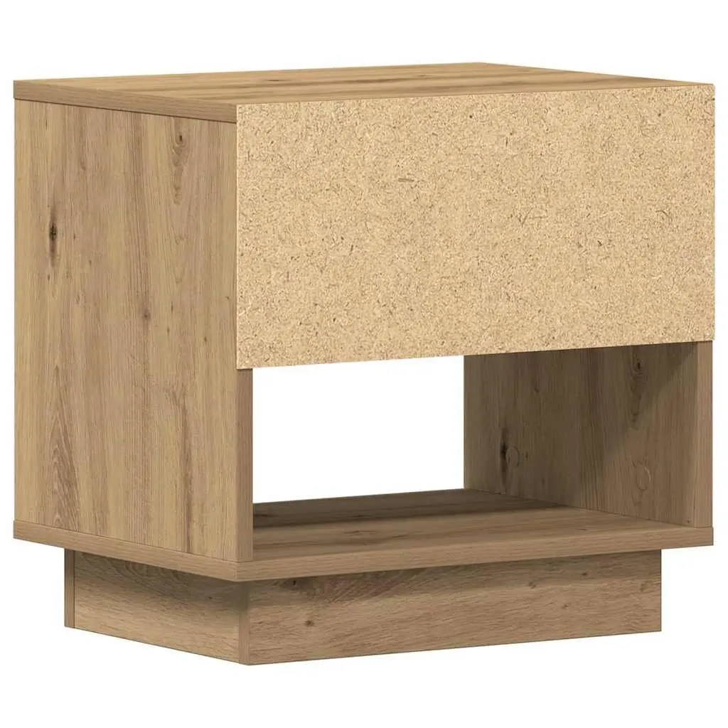 2 Piece Bedside Table Rustic Nightstand Engineered Wood Brown Storage Compact Size