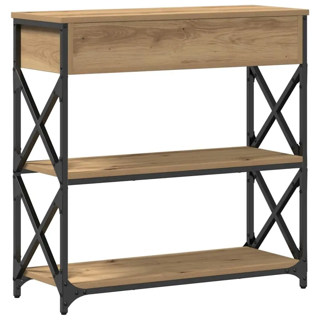 End Table Rustic Wood Metal Storage Accent Side Table Brown 75x28x75cm Living Room Bedroom