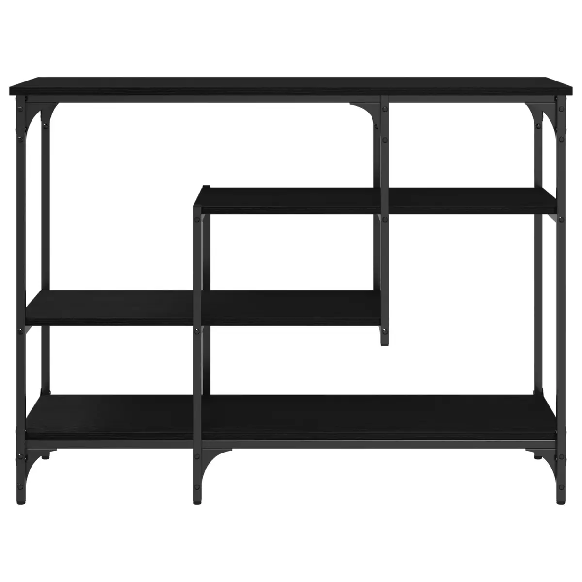 Console Table Engineered Wood and Metal Frame 100x35x75cm Black Industrial End Table