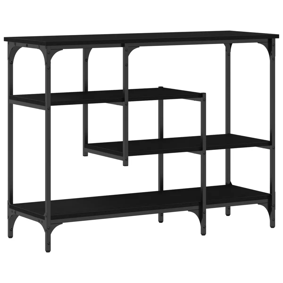 Console Table Engineered Wood and Metal Frame 100x35x75cm Black Industrial End Table