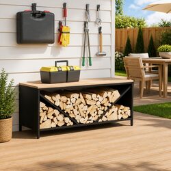 Versatile Firewood Rack for Home Use with Wooden Top 100.5x35.5x40cm