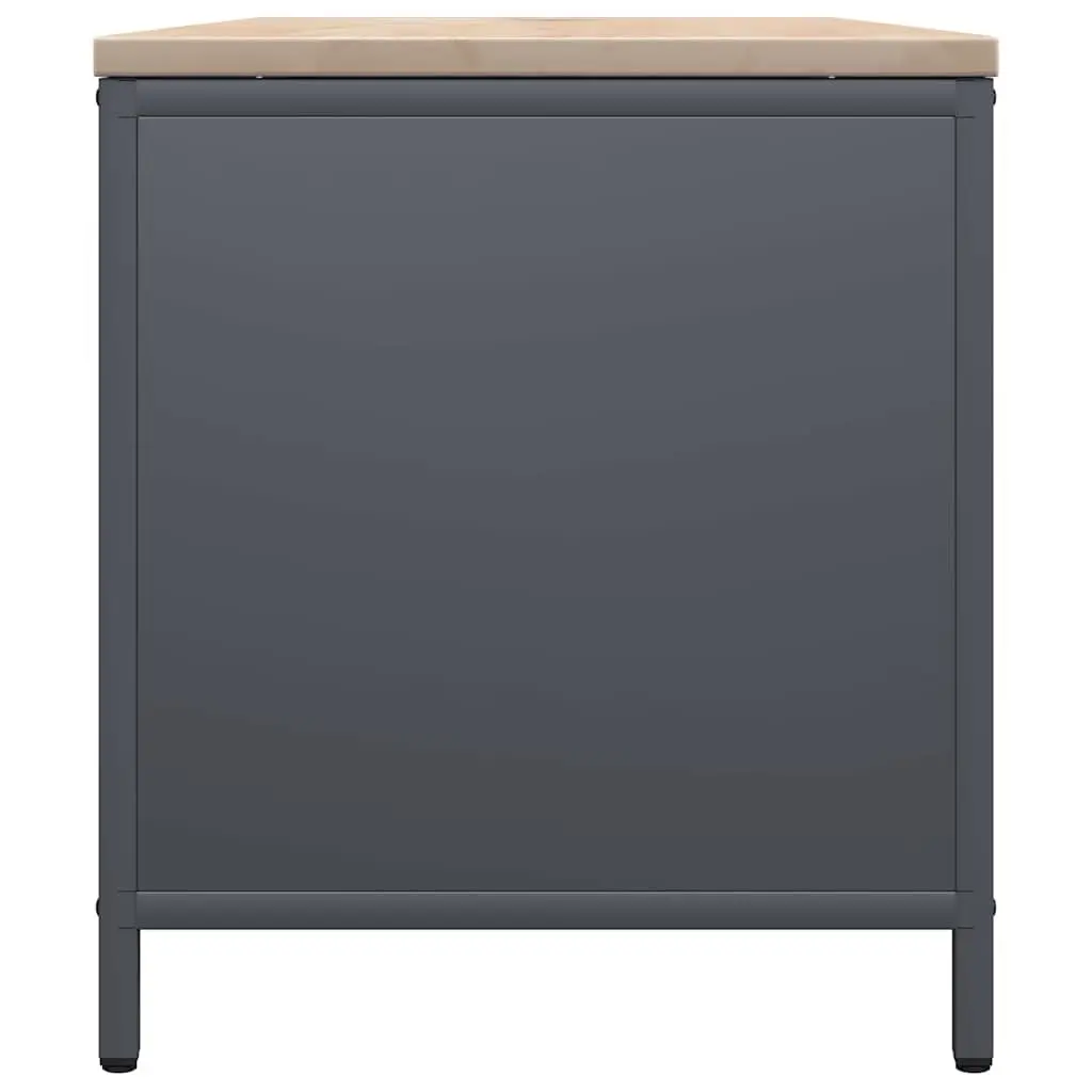 Log Rack Firewood Storage Holder Cold-Rolled Steel 100.5 x 35.5 x 40 cm Anthracite with Wooden Top
