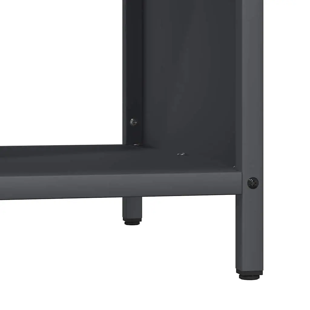 Log Rack Firewood Storage Holder Cold-Rolled Steel 100.5 x 35.5 x 40 cm Anthracite with Wooden Top