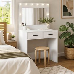 Functional White Vanity Table Ideal for Daily Grooming