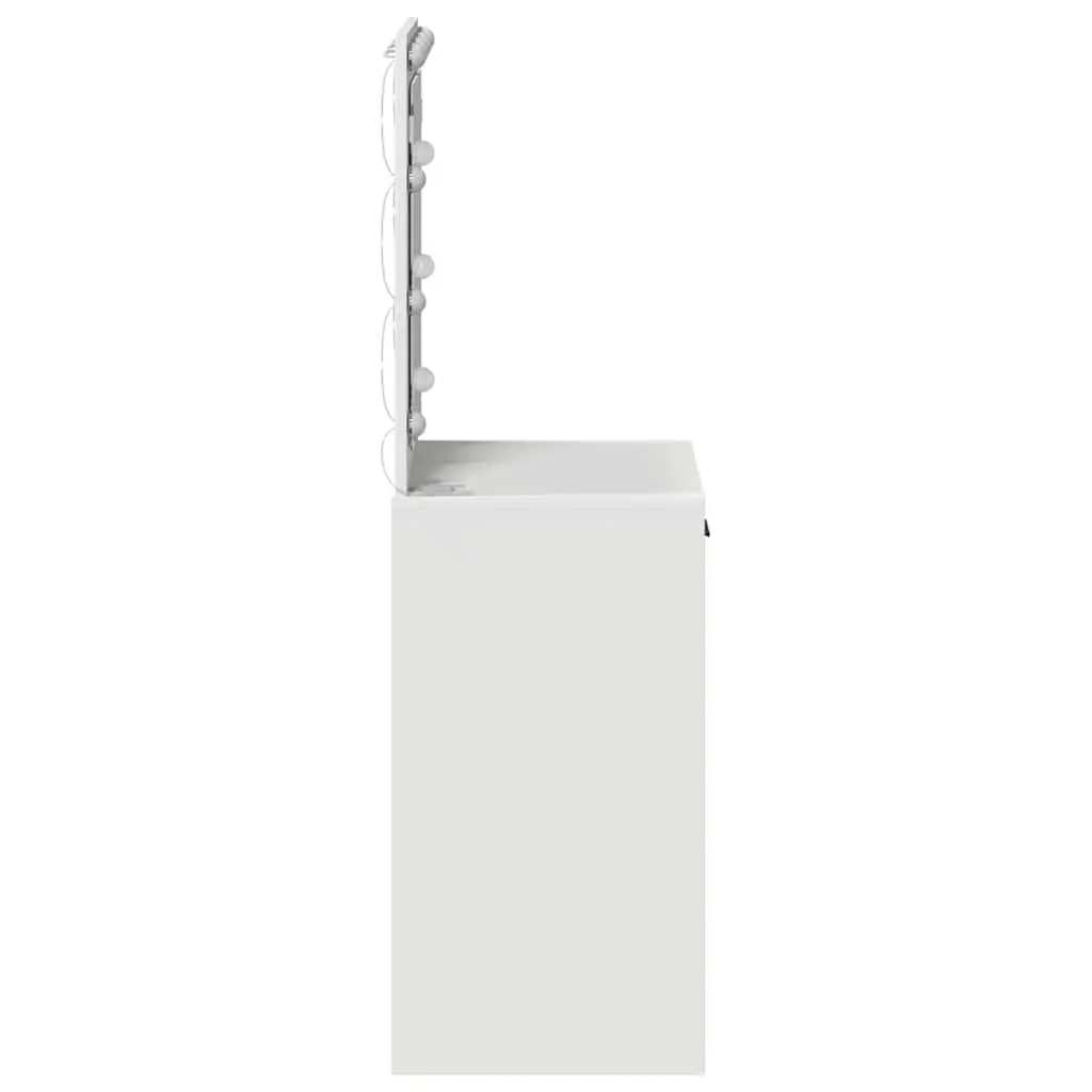 Dressing Table Engineered Wood 50 x 41 x 135 cm White with Mirror LED Lights Storage Drawers