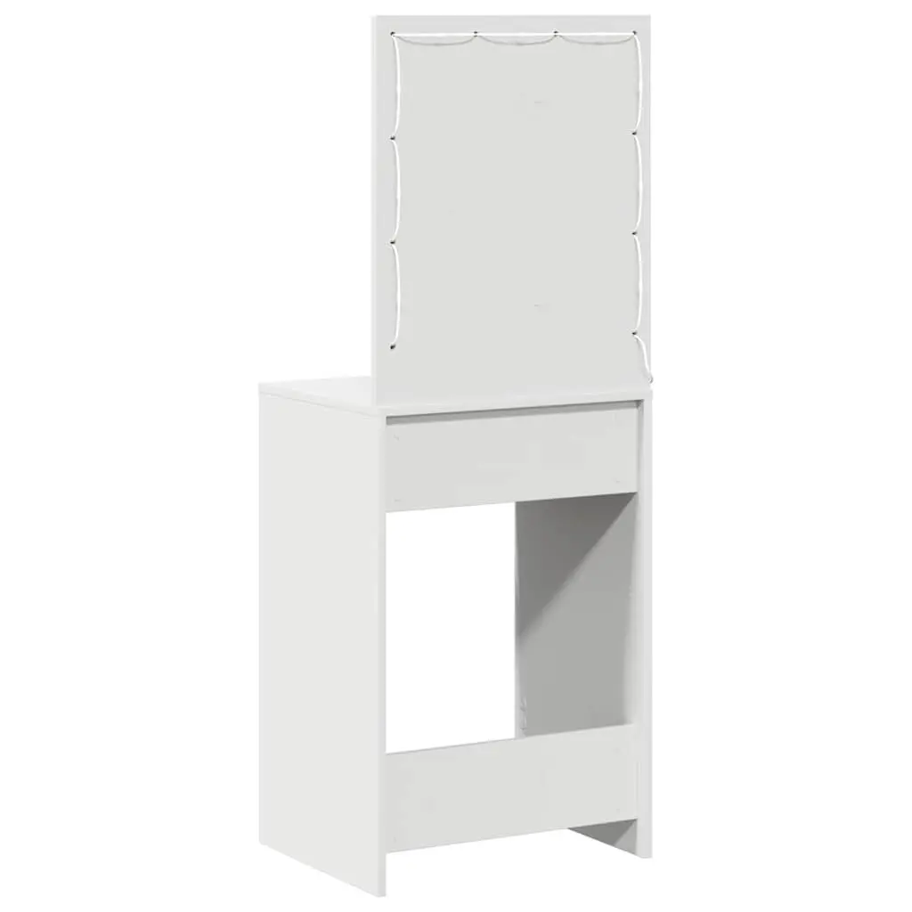 Dressing Table Engineered Wood 50 x 41 x 135 cm White with Mirror LED Lights Storage Drawers