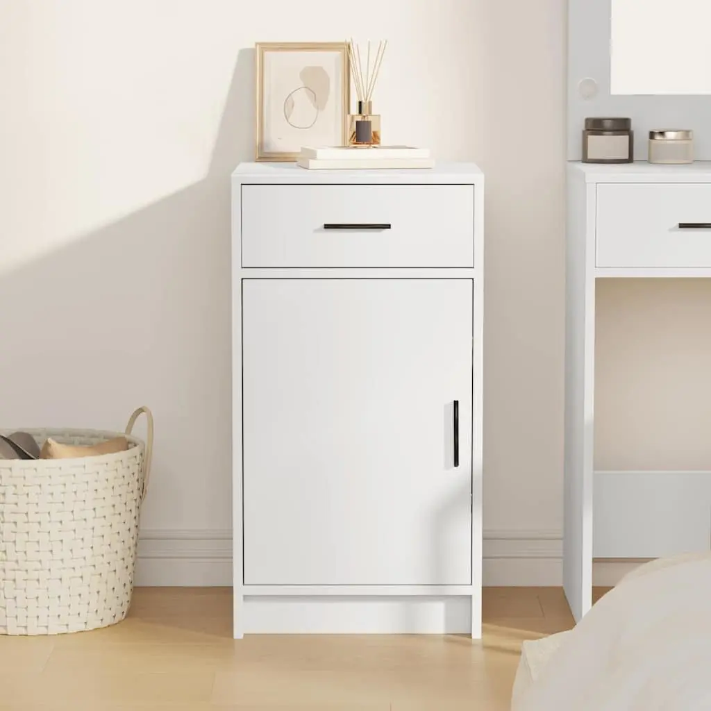 White Sideboard with Drawer Modern Storage Cabinet Living Room Buffet