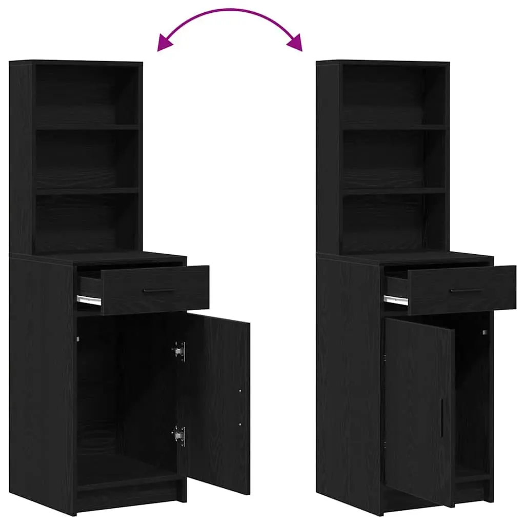 Modern Highboard Storage Cabinet Black Oak Engineered Wood Buffet Sideboard 40cm