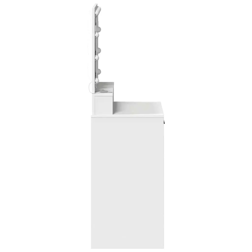Dressing Table Engineered Wood 50 x 41 x 135 cm White with LED Mirror Lights and Drawers
