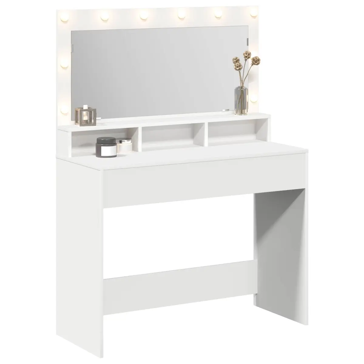 Dressing Table White Bedroom Vanity Mirror LED Lights Storage Shelves Modern