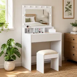 Versatile White Dressing Table for Everyday Use 78.5 x 41 x 135 cm