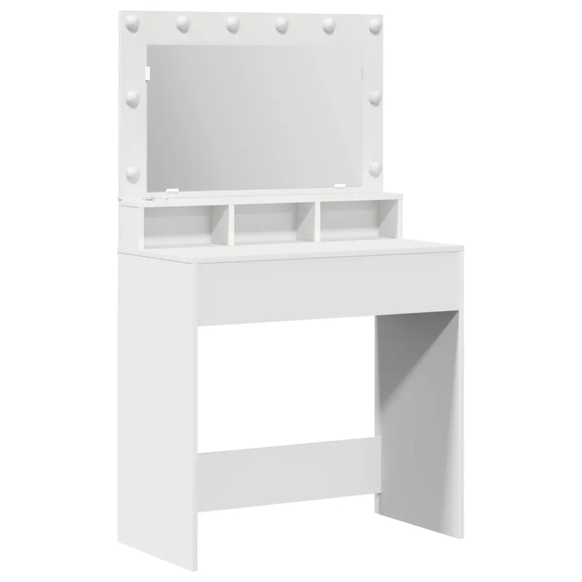 Dressing Table Engineered Wood 78.5 x 41 x 135 cm White with Integrated Mirror and LED Lights
