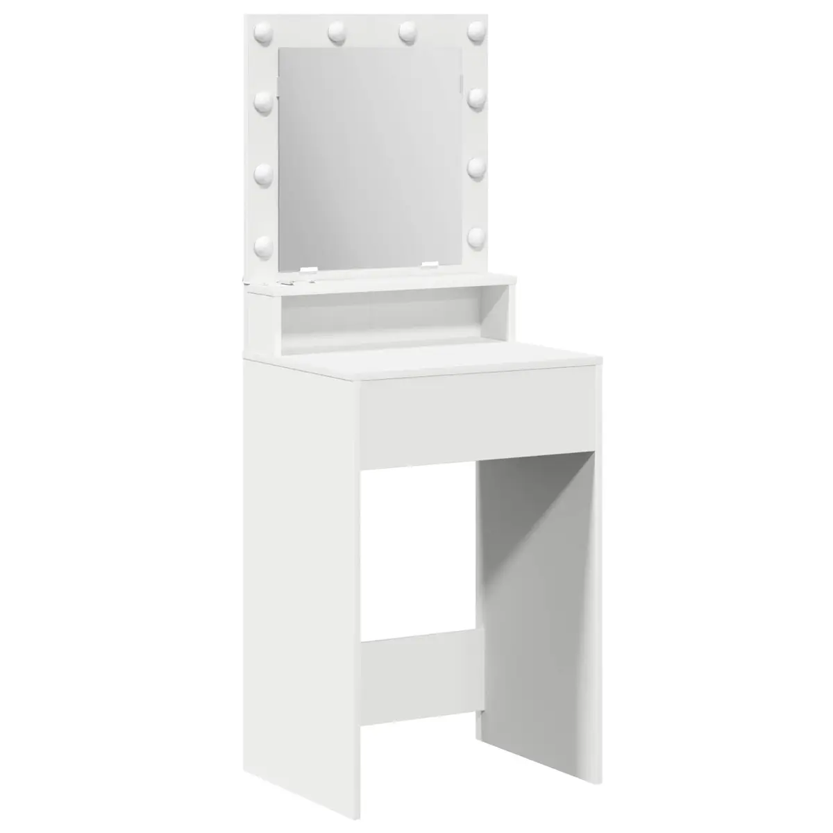 Dressing Table Engineered Wood 50 x 41 x 135 cm White with Integrated Mirror and LED Lights
