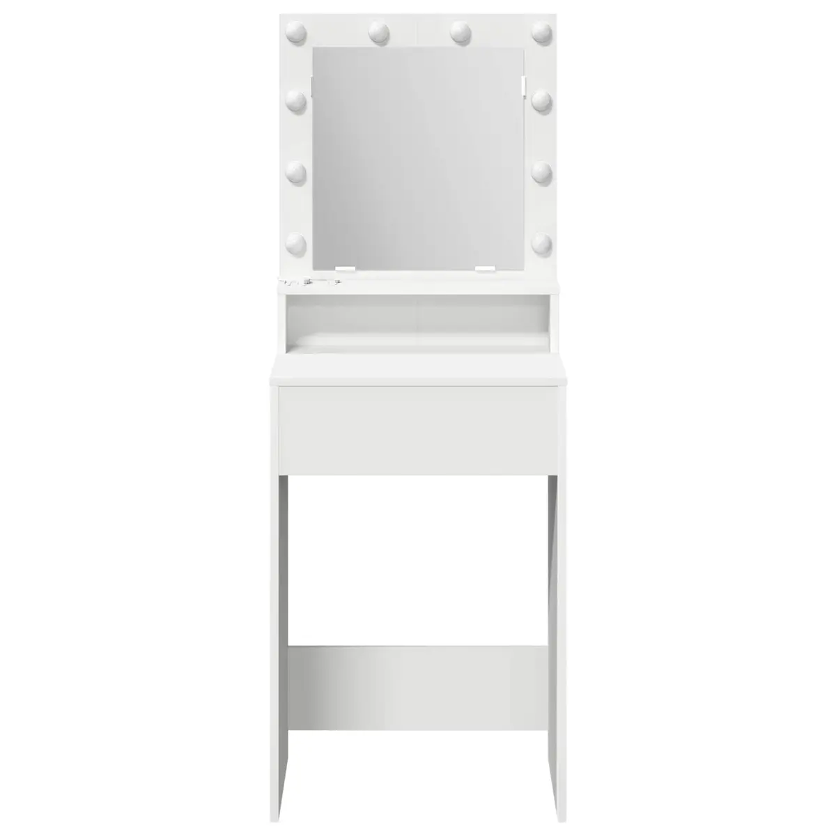 Dressing Table Engineered Wood 50 x 41 x 135 cm White with Integrated Mirror and LED Lights