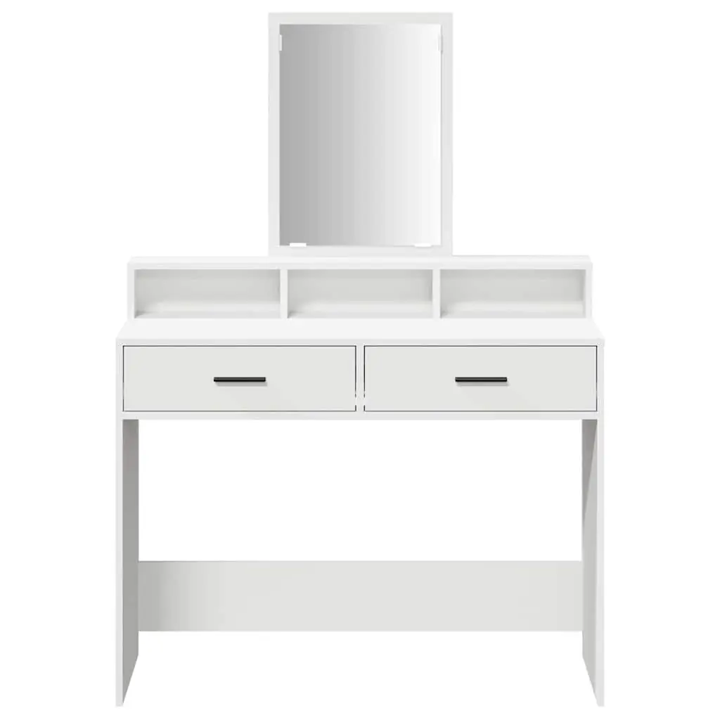 White Dressing Table Bedroom Vanity Unit with Mirror and Drawers Storage