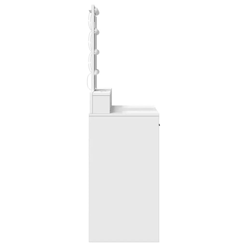 Dressing Table Engineered Wood White 100x41x140cm with LED Mirror Lights Drawers USB Charging Port