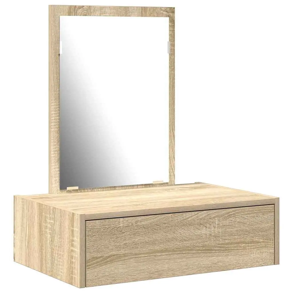 Dressing Table Engineered Wood Brown with Integrated Mirror and Drawers